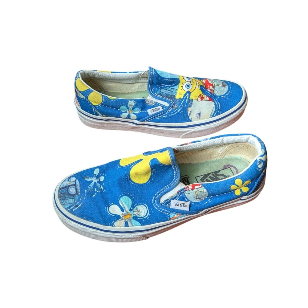 Vans x SpongeBob SquarePants Alohabob Slip-On Blue Character Print Sneakers Sz 8